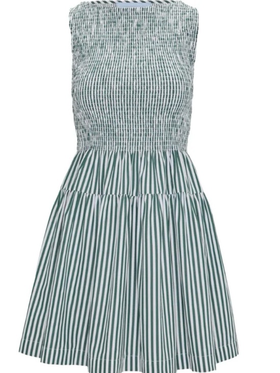 Hill House Dresses & Skirts - Hill House Green and White Striped Smocked Mini Dress Size S
